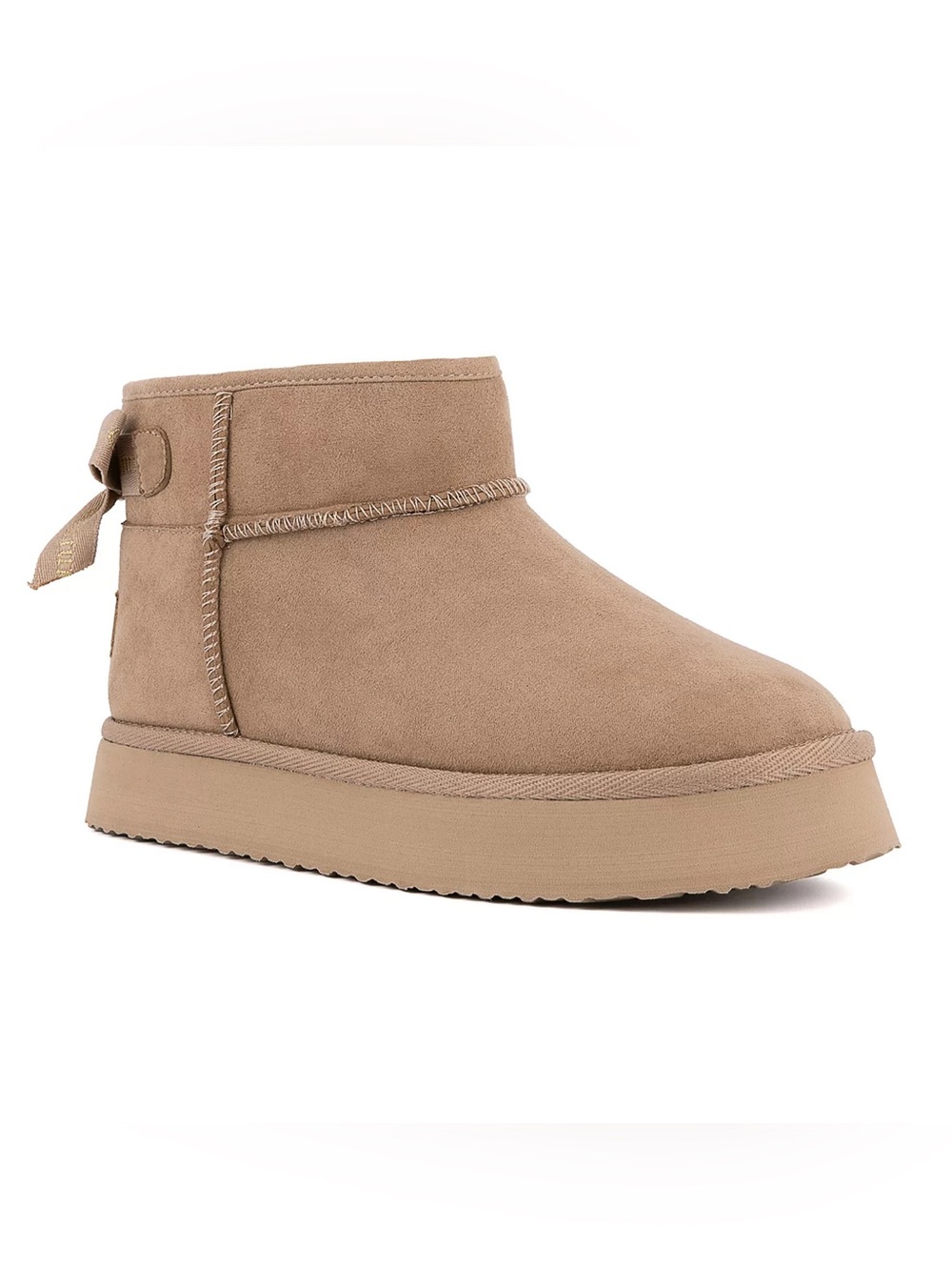 Juicy Couture JC-Olden Platform Low Ankle Shearling Boots with bow Brown - 10